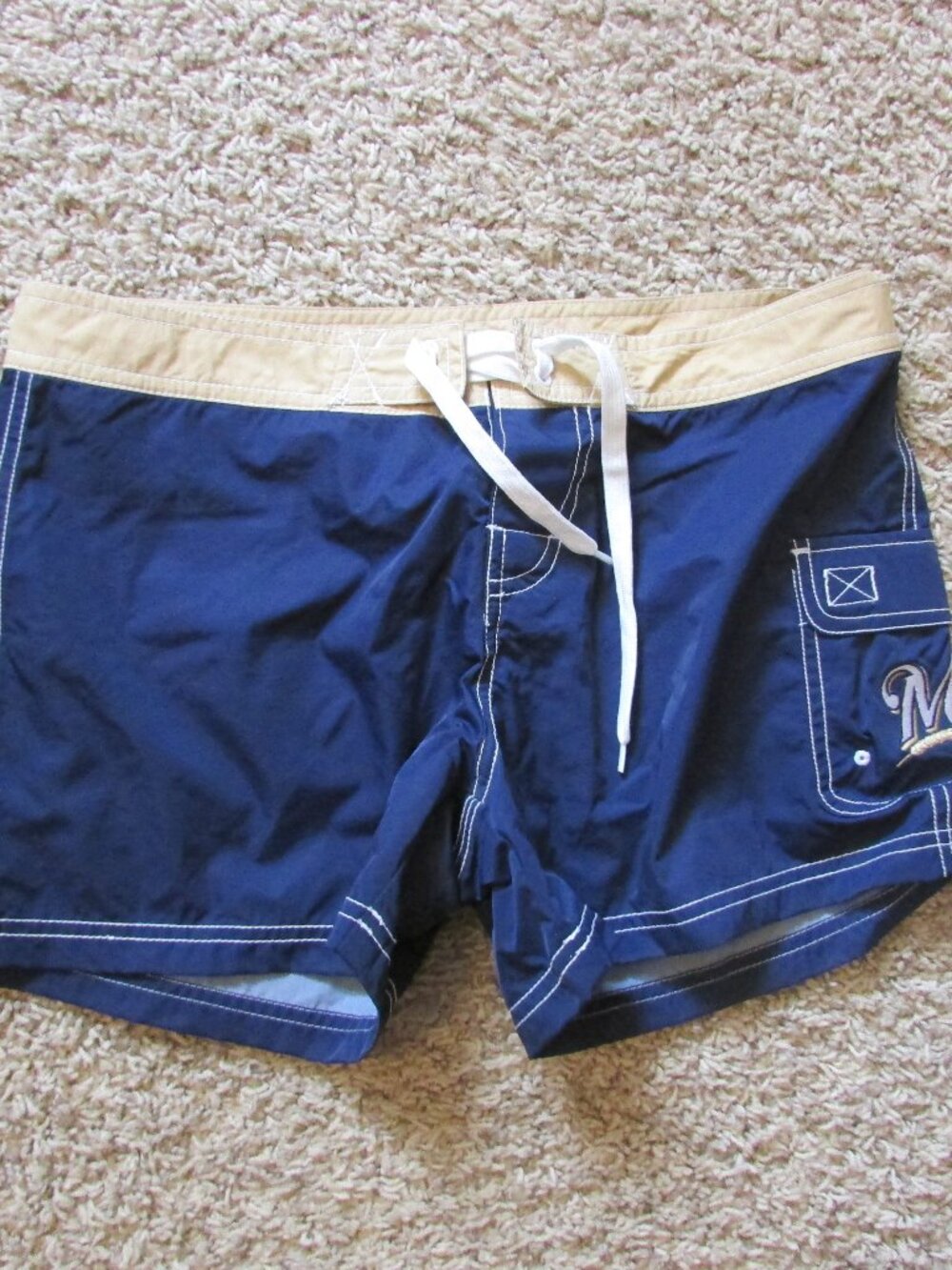 NWOT Genuine Merchandise Milwaukee Brewers Small Shorts Nylon Swim Casual